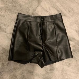 Faux leather black high rise shorts